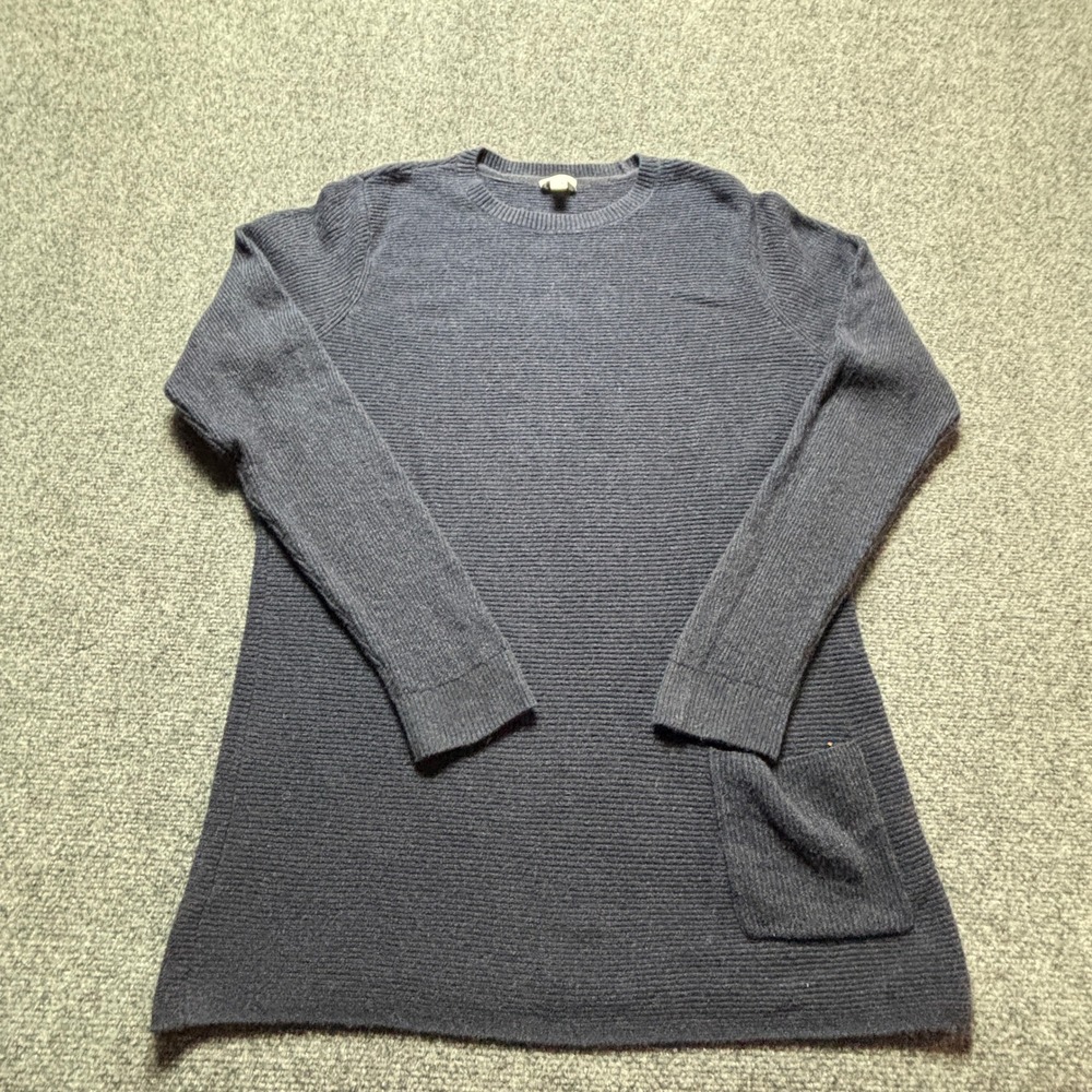 J. Jill Pure Jill Ribbed One-Pocket Sweater Womens Medium Tall Navy Blue Knit